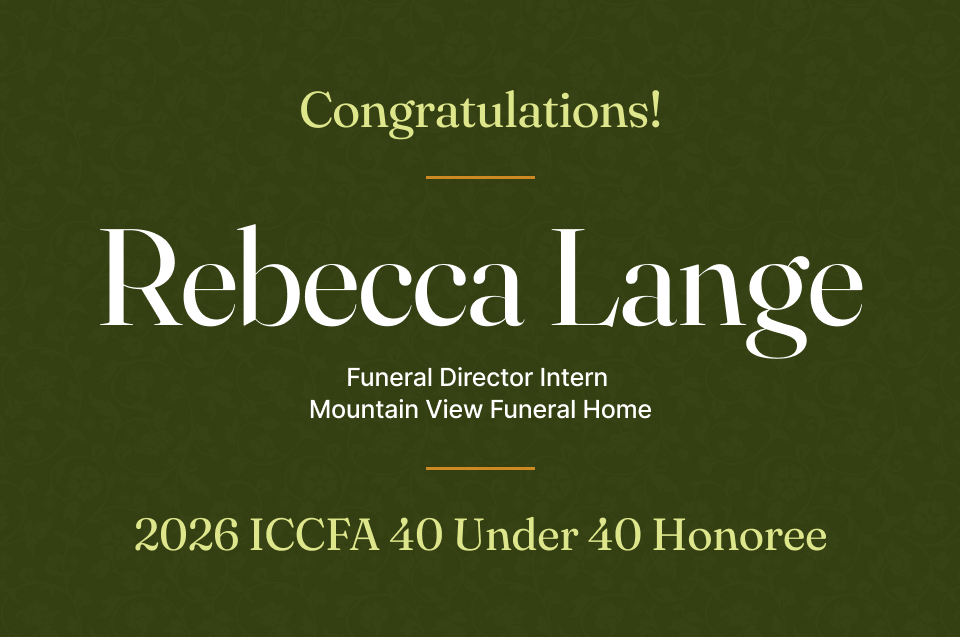 Recognition plaque for Rebecca Lange at Mountain View Funeral Home.